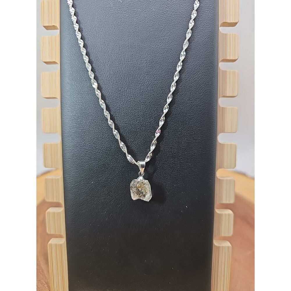 Herkimer diamond necklace W/sterling Silver 925 Chain 16in